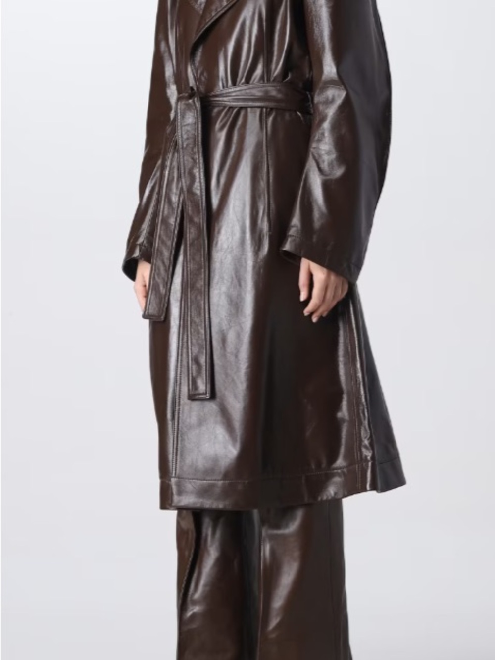 Bottega Veneta Brown Leather Belted Trench Coat (NWT) - Picture 2 of 13